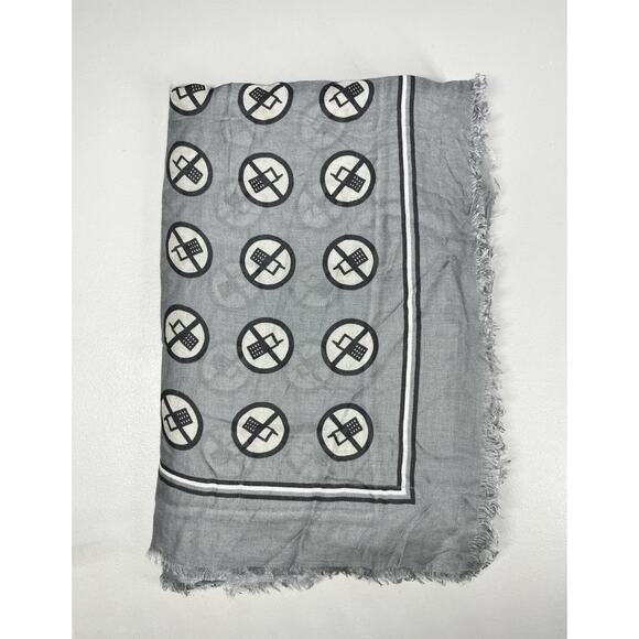 Anya Hindmarch Accessories - Anya Hindmarch Womens Scarf Wrap Gray No Cell Phone Tech Free Zone Print 54"X72"